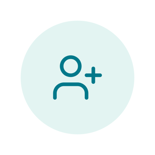 Person with plus icon representing new patients