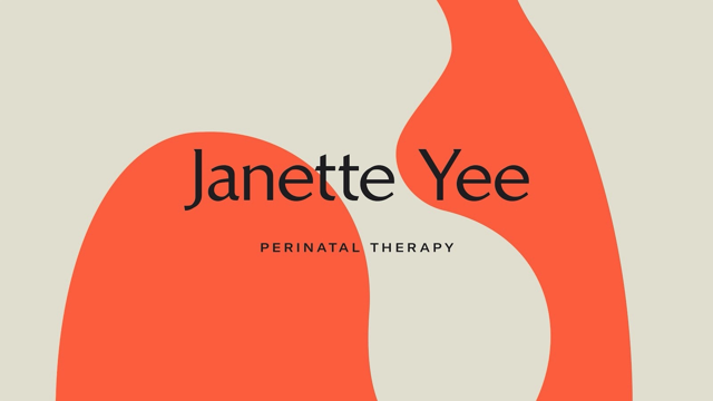 Brand name “Janette Yee” with orange abstract shapes; text “Perinatal Therapy” beneath on light beige background.