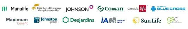 Logos of various insurance and financial brands in two rows.
