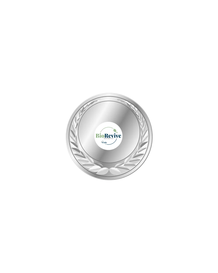 BioRevive silver medal with laurel wreath logo at center.