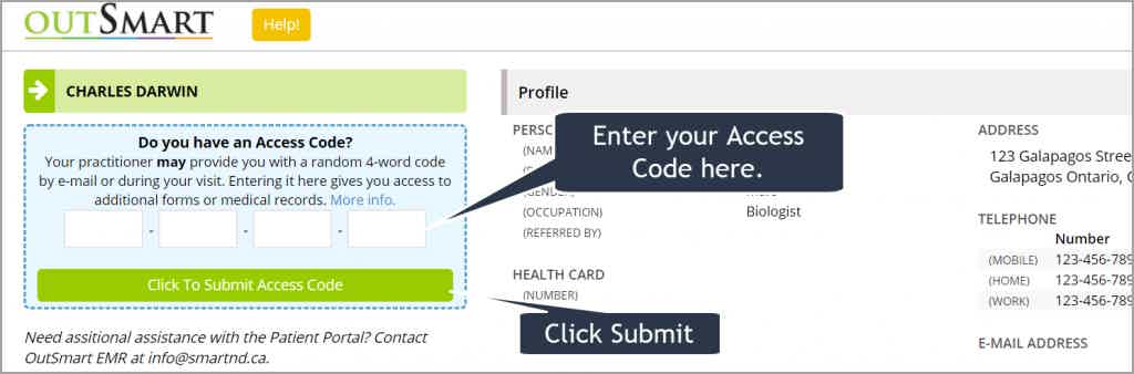 Enter your access code.