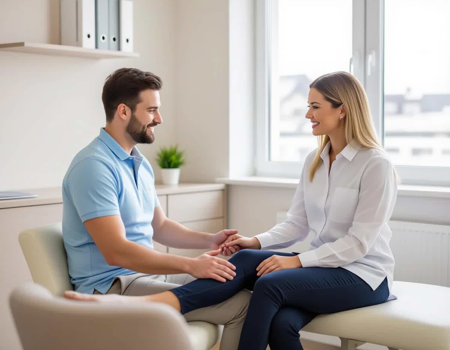 Physiotherapy consultation in a calm clinic setting
