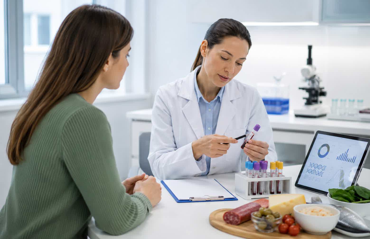 A person undergoing testing for histamine intolerance in a laboratory setting.
