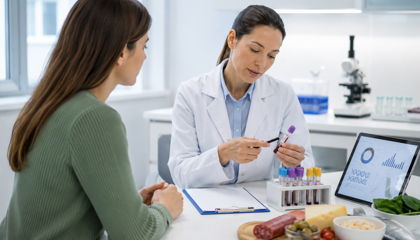 A person undergoing testing for histamine intolerance in a laboratory setting. 
