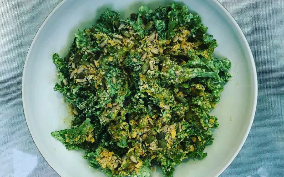 “Cheesy” Garlicky Kale Salad