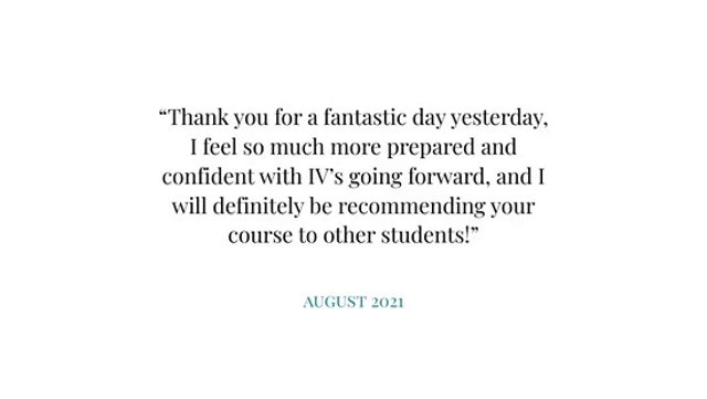 Quote on white background thanking an instructor for a fantastic day; “August 2021” shown at bottom.