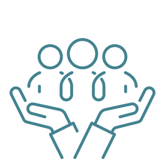 open hands holding group icon