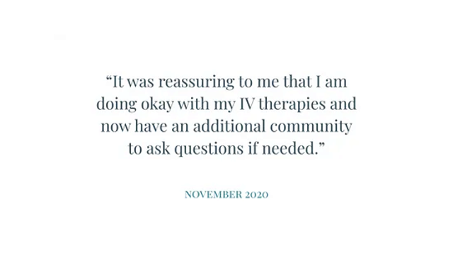 Quote on white background: “It was reassuring… additional community to ask questions…”, November 2020.