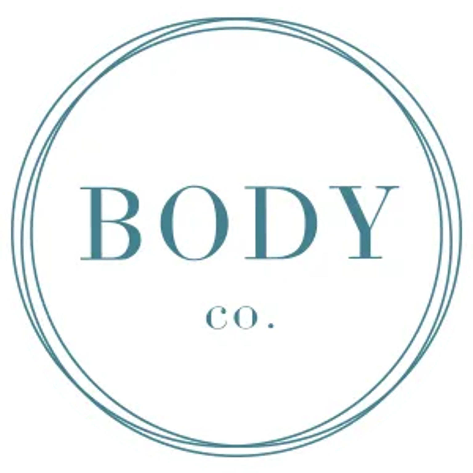 Teal circular logo reading “BODY co.” on a white background.