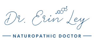 Blue cursive “Dr. Olivia Dyer” logo with stethoscope icon above, “Naturopathic Doctor” text below.