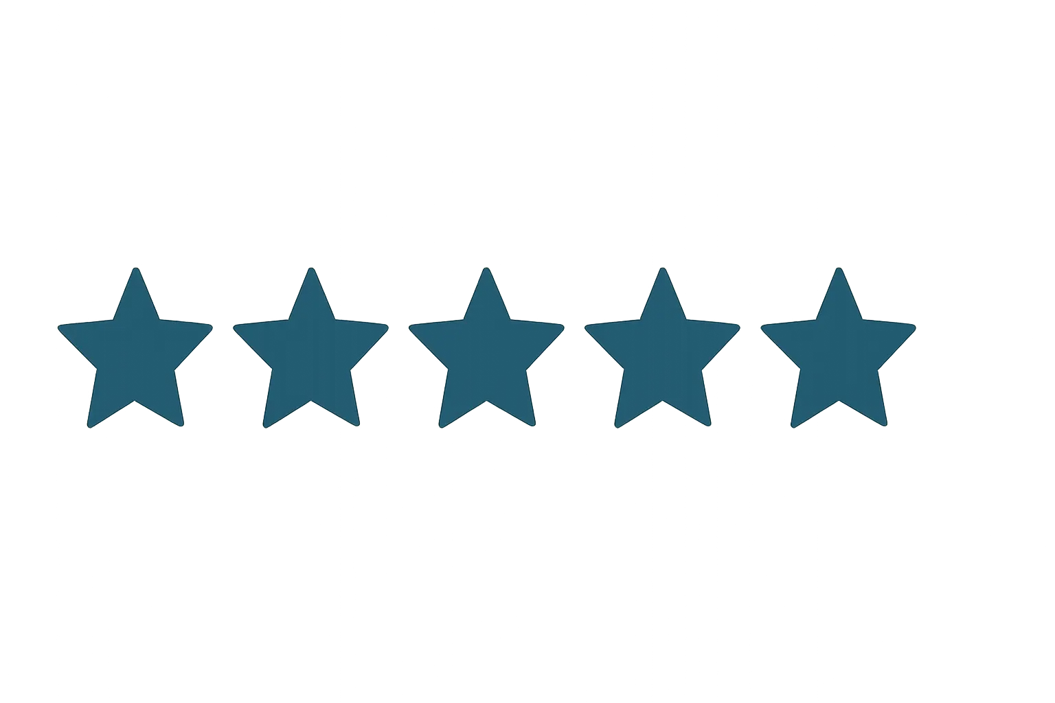 Five blue five-point stars in a row on a black background