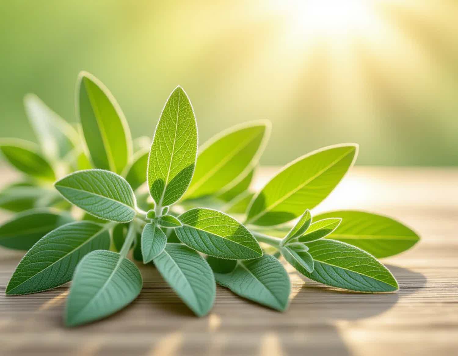 Herbal leaves and sunlight