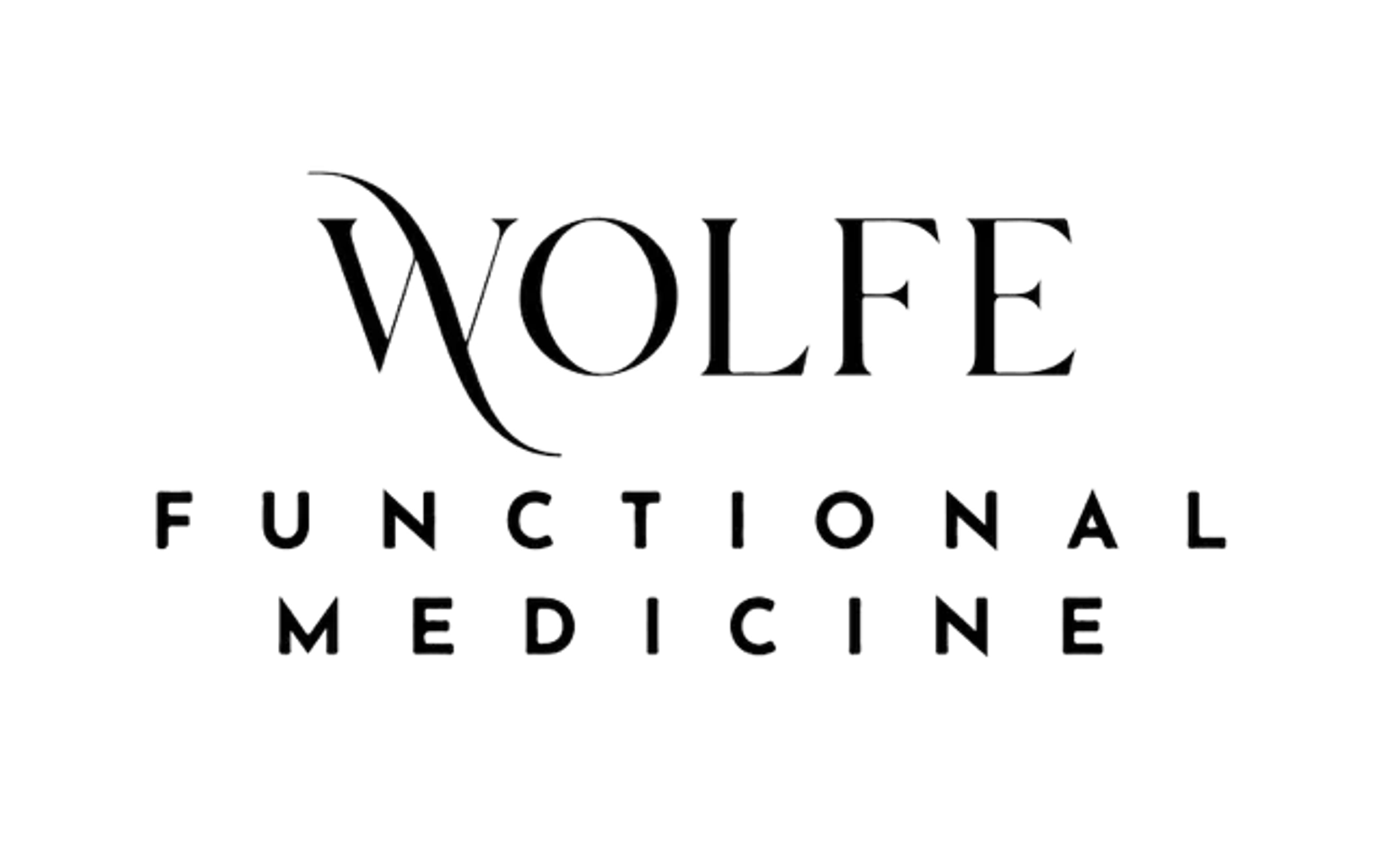 White “WOLFE” and “FUNCTIONAL MEDICINE” text logo on a black background.